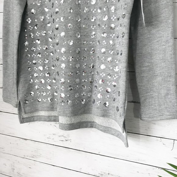NWT Crown & Ivy Grey Sweater w/ Silver Sequins SP - Picture 4 of 6